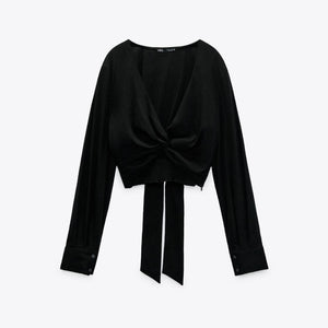 Zara black crop top back view
