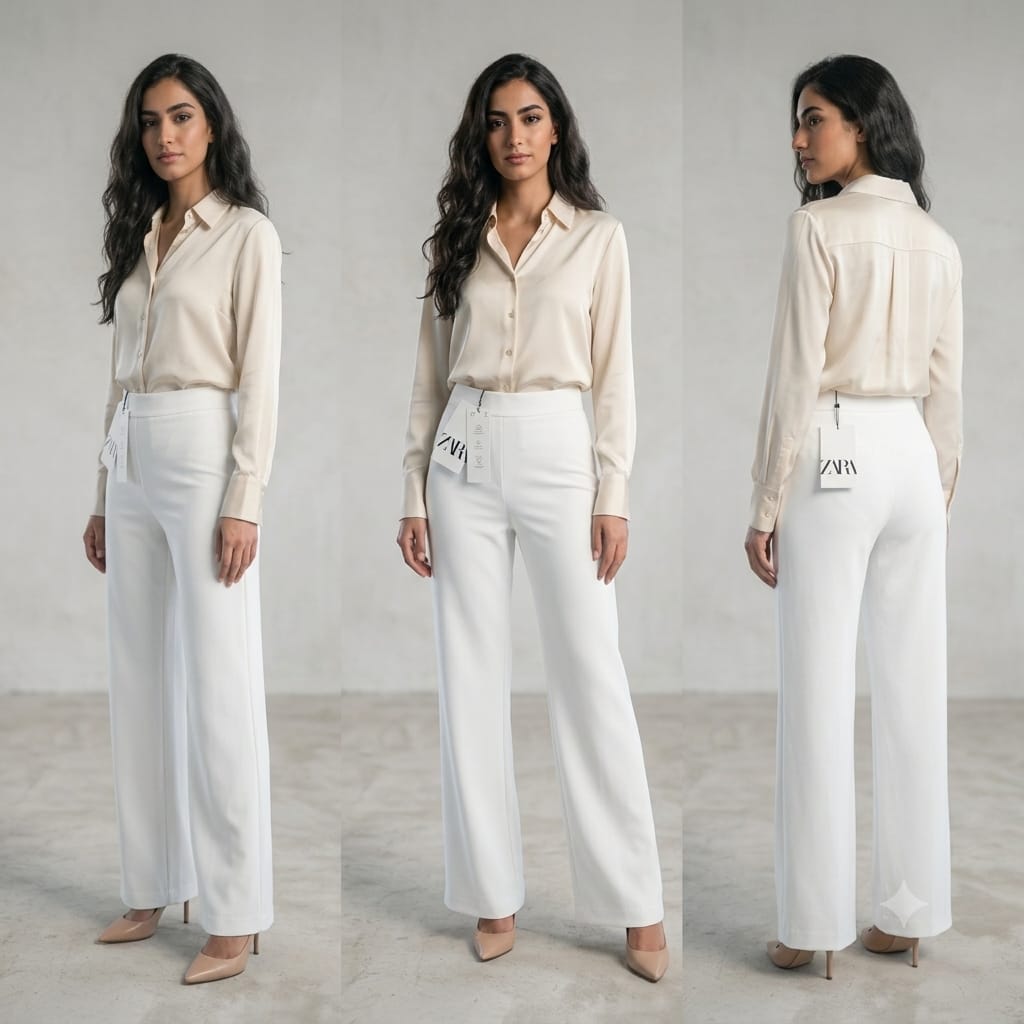Zara white wide-leg trouser - styled casual look