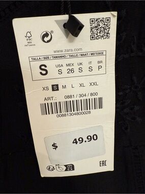 Zara black embroidered mini dress on hanger