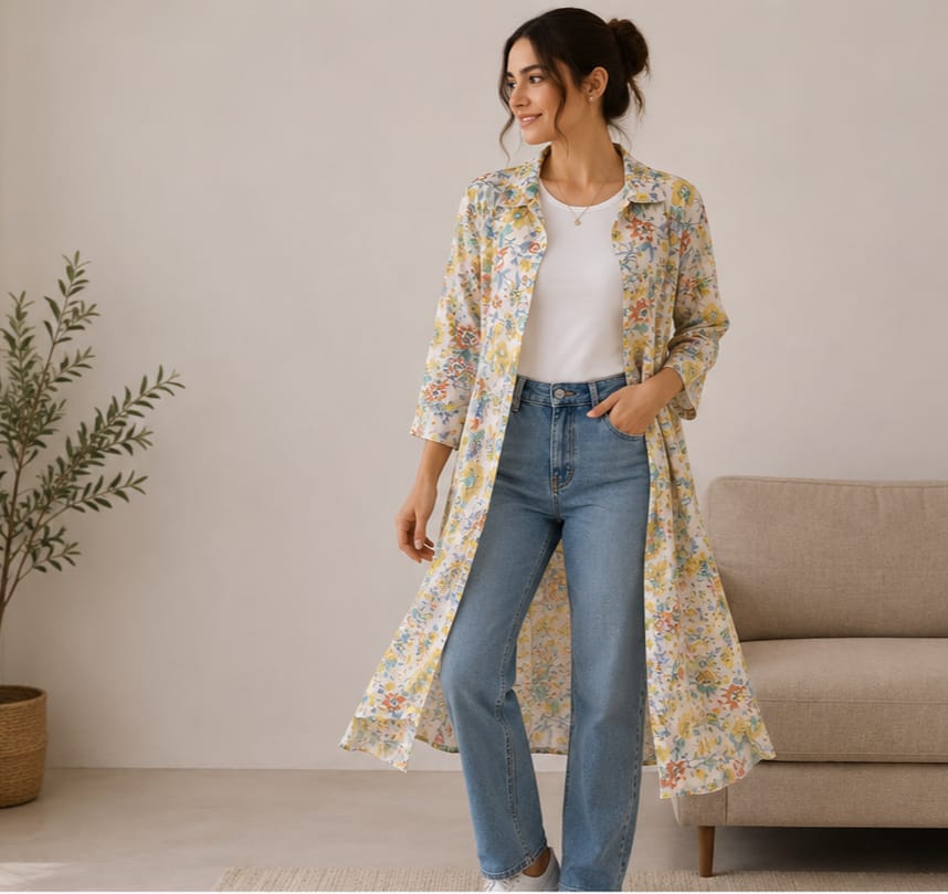 MAX Floral Print Shirt Dress - open style multi-angle views