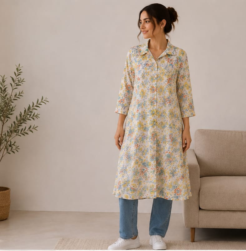 MAX Floral Print Shirt Dress - multi-angle views
