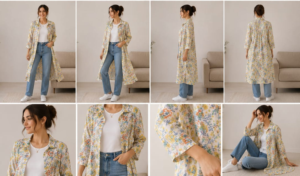 MAX Floral Print Shirt Dress - front view