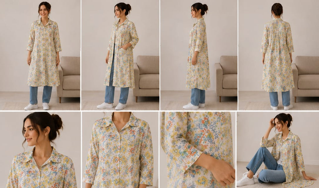 MAX Floral Print Shirt Dress - open duster style