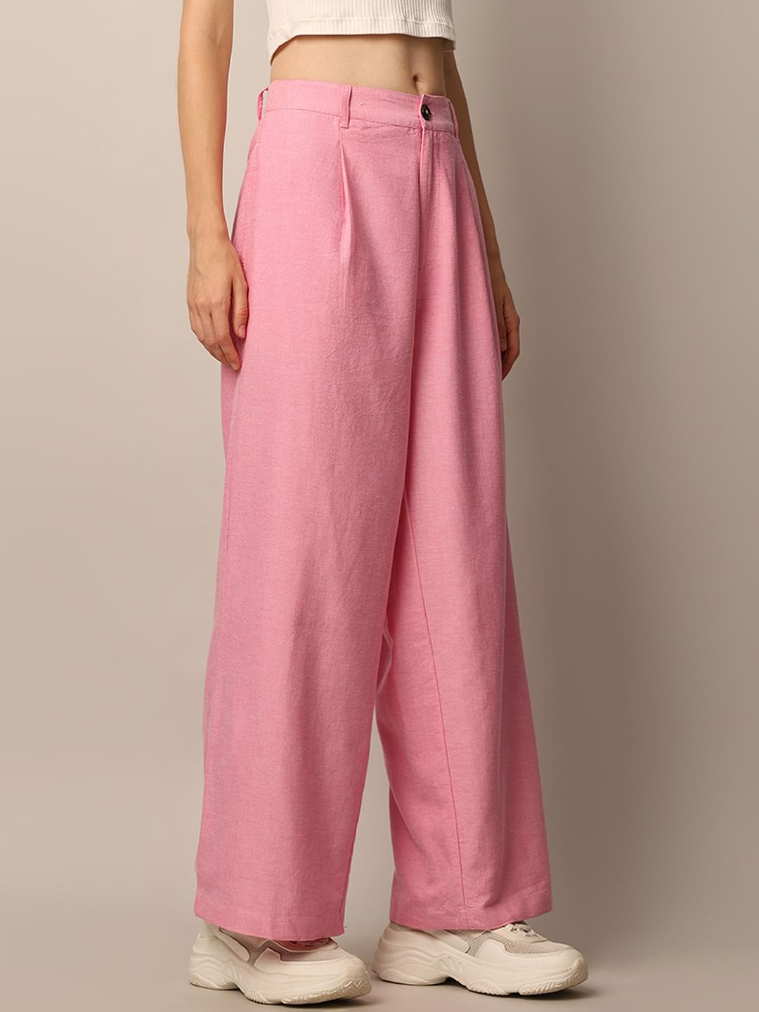 Zara pink Oxford pants side view