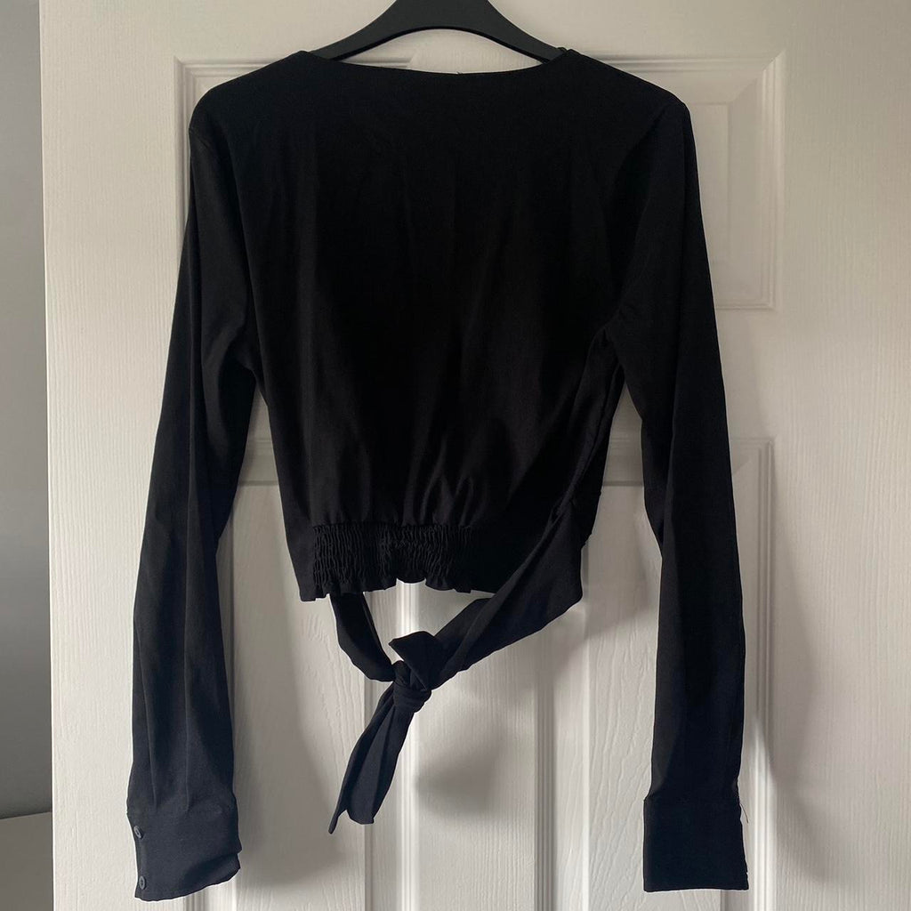Zara black crop top second front view