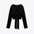 Zara black crop top back view