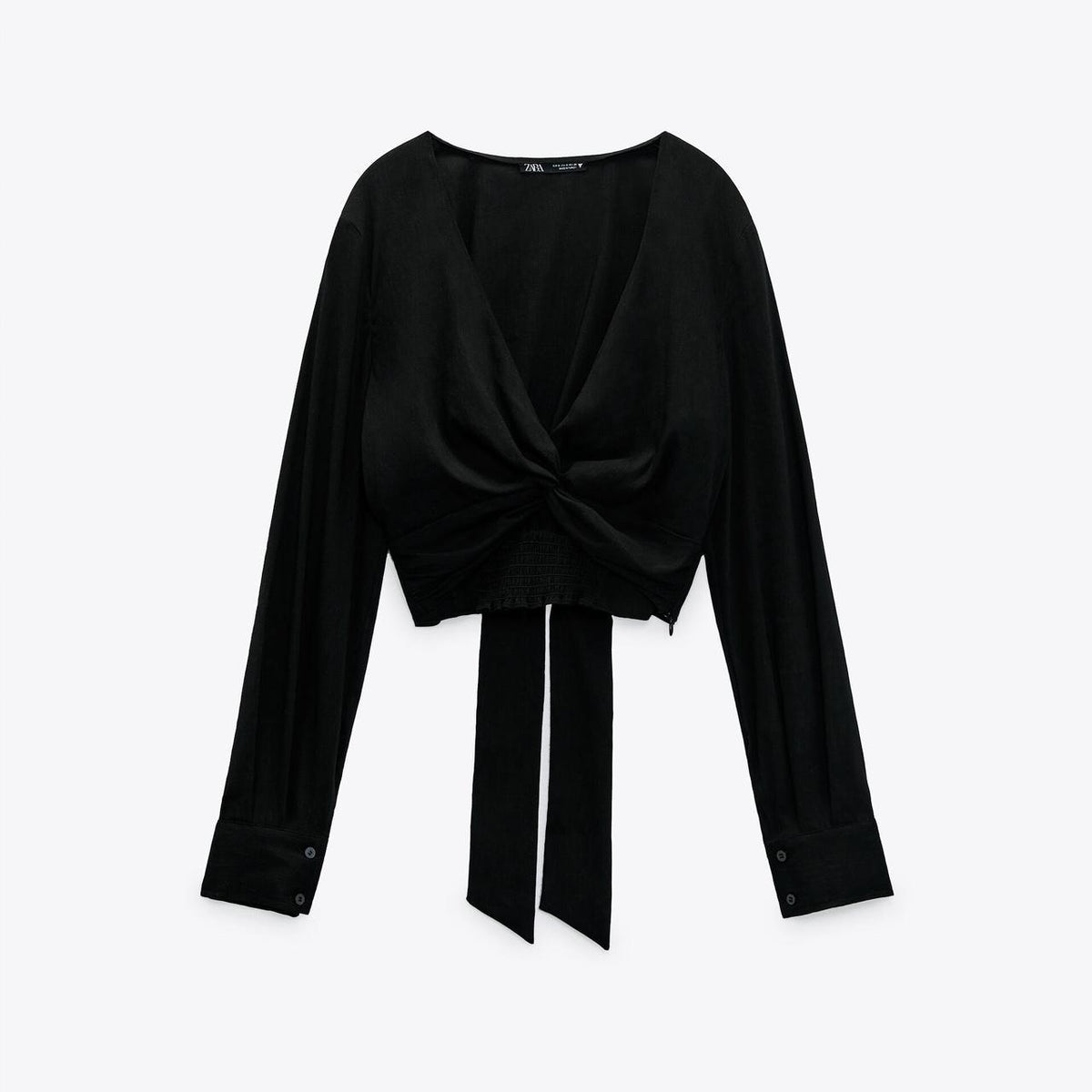 Zara black crop top back view
