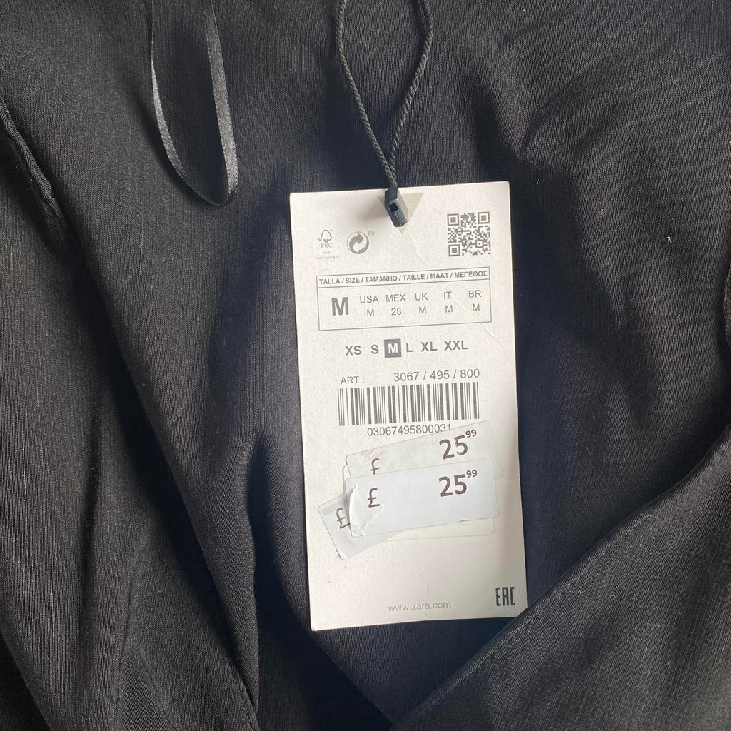 Zara black crop top flat lay front