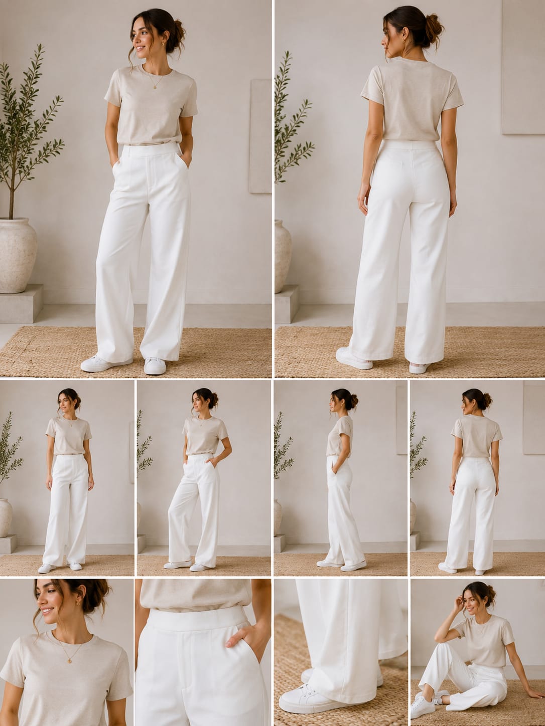 Zara white wide-leg trouser - multi-angle view