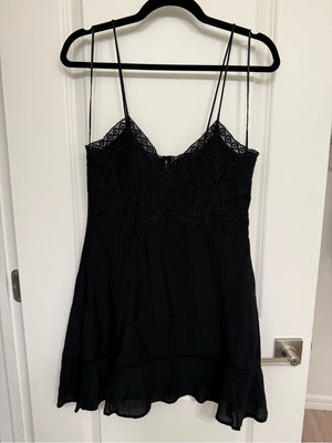 Zara black embroidered mini dress front view