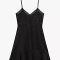 Zara black embroidered mini dress product shot