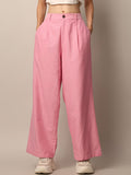 Zara pink Oxford pants flat lay