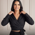 Zara Black Tie-Front Crop Top | S
