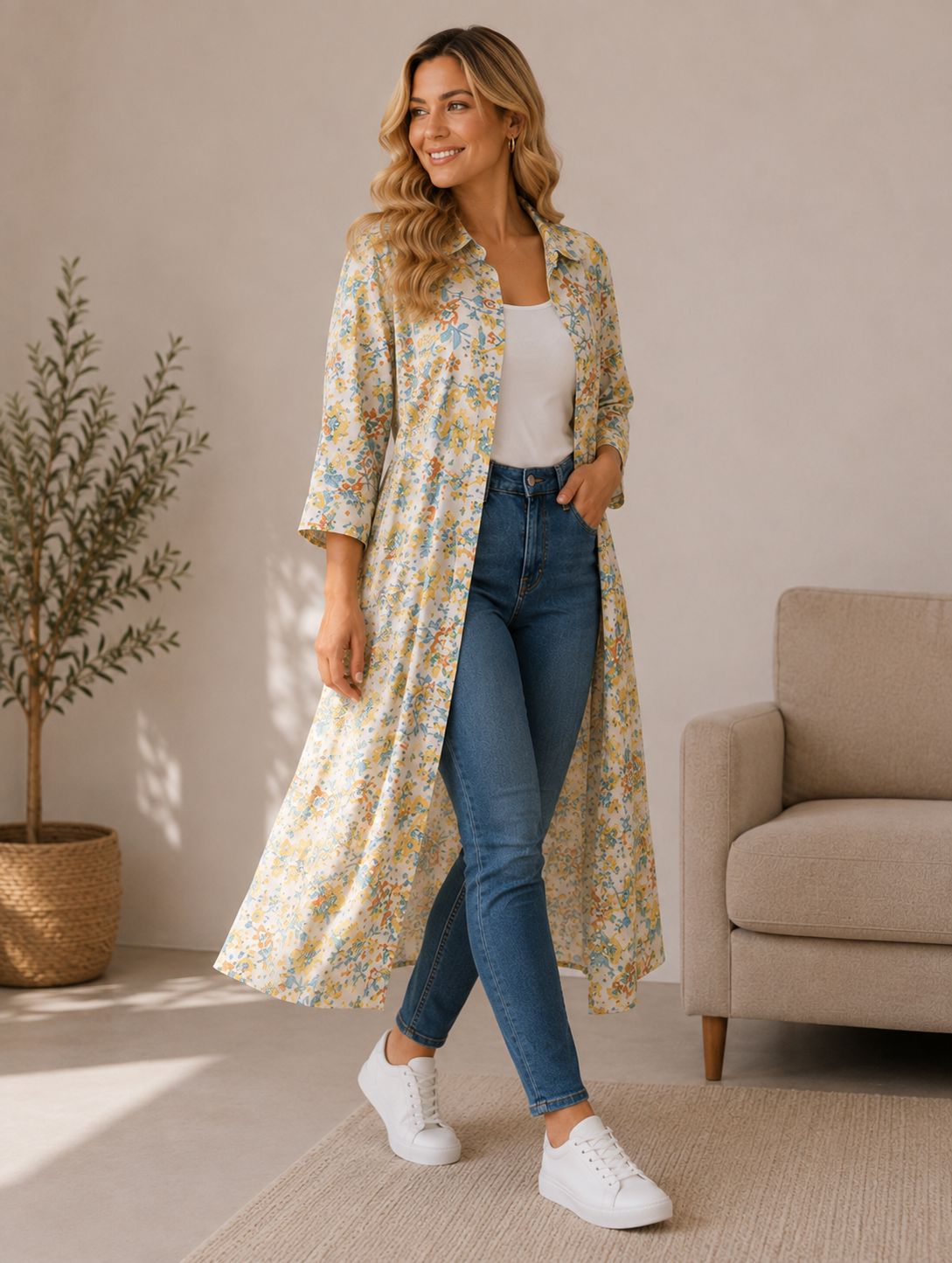 ZARA Floral Print Shirt Dress | 2XL