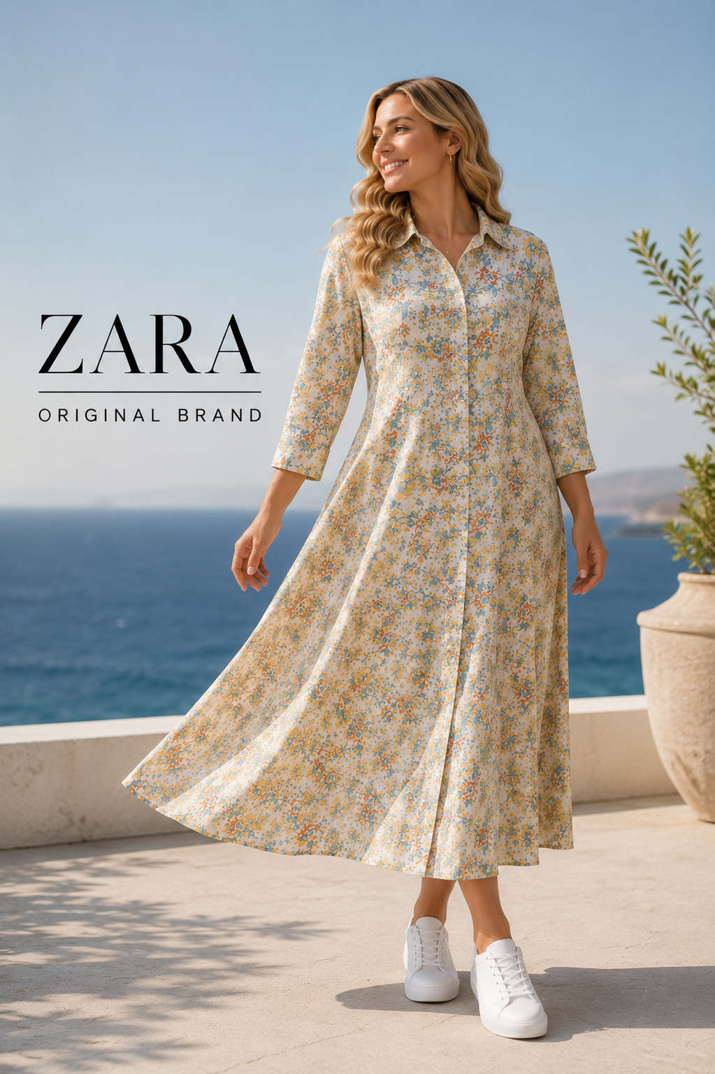 ZARA Floral Print Shirt Dress | 2XL