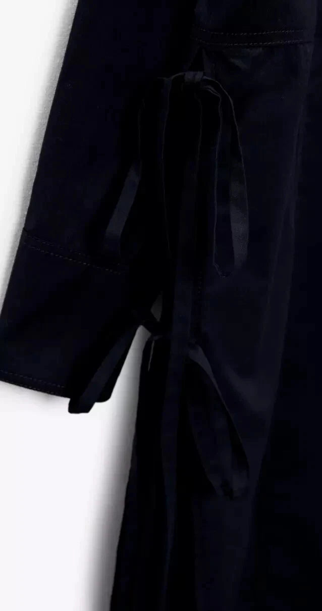 Zara Navy Blue Voluminous Poplin Shirt Dress