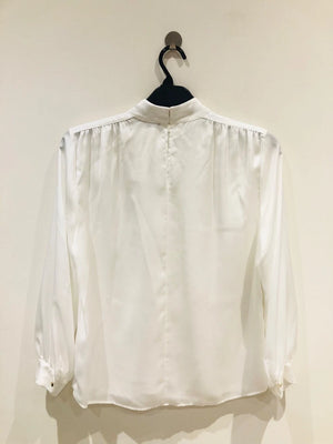Zara white satin blouse front no tag