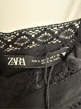 NWT Zara Black Linen Embroidered Mini Dress